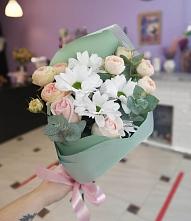 Букет цветов из:  Хризантемы и Розы #REPLACE_PRED# Новый Милет