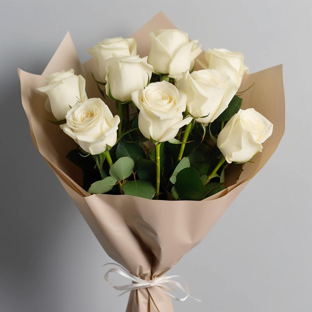 Букет 9 Белых роз Эдлесс Лав в Новый Милет