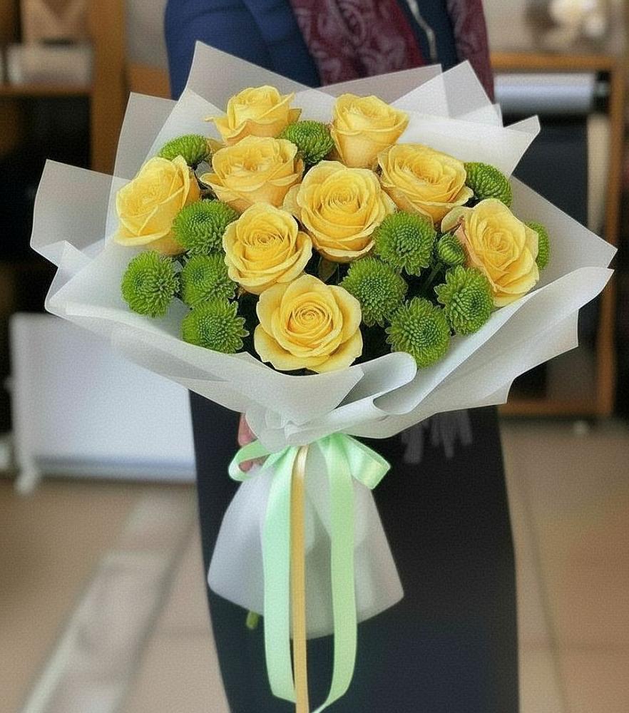 Букет цветов из: Хризантемы и Розы в Новый Милет