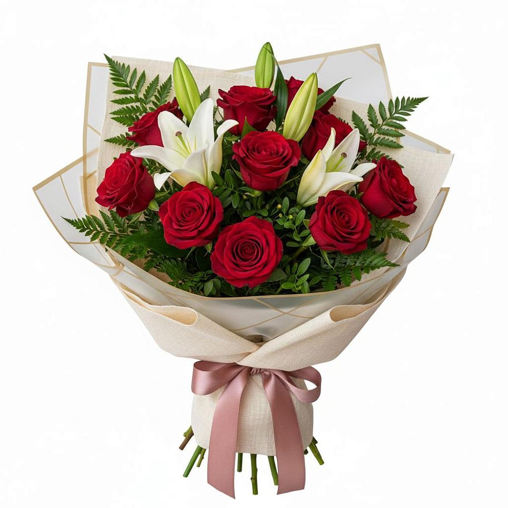 Букет цветов из: Лилии и Розы в Новый Милет