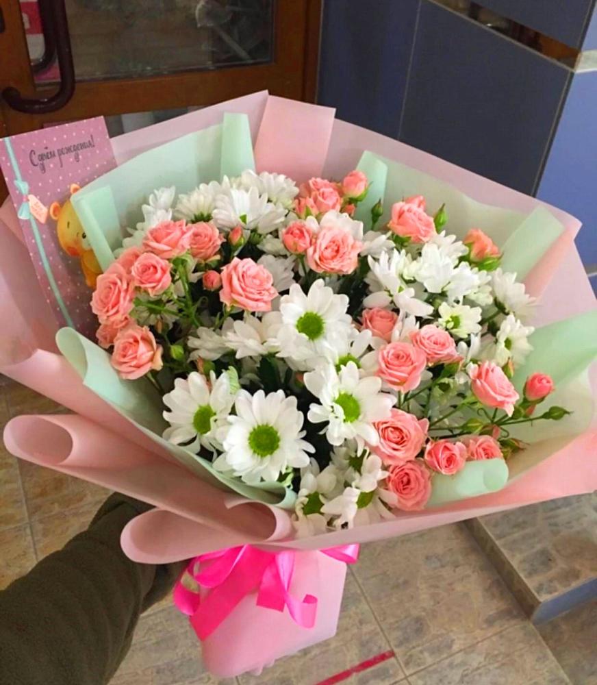 Букет цветов из: Розы и Хризантемы в Новый Милет