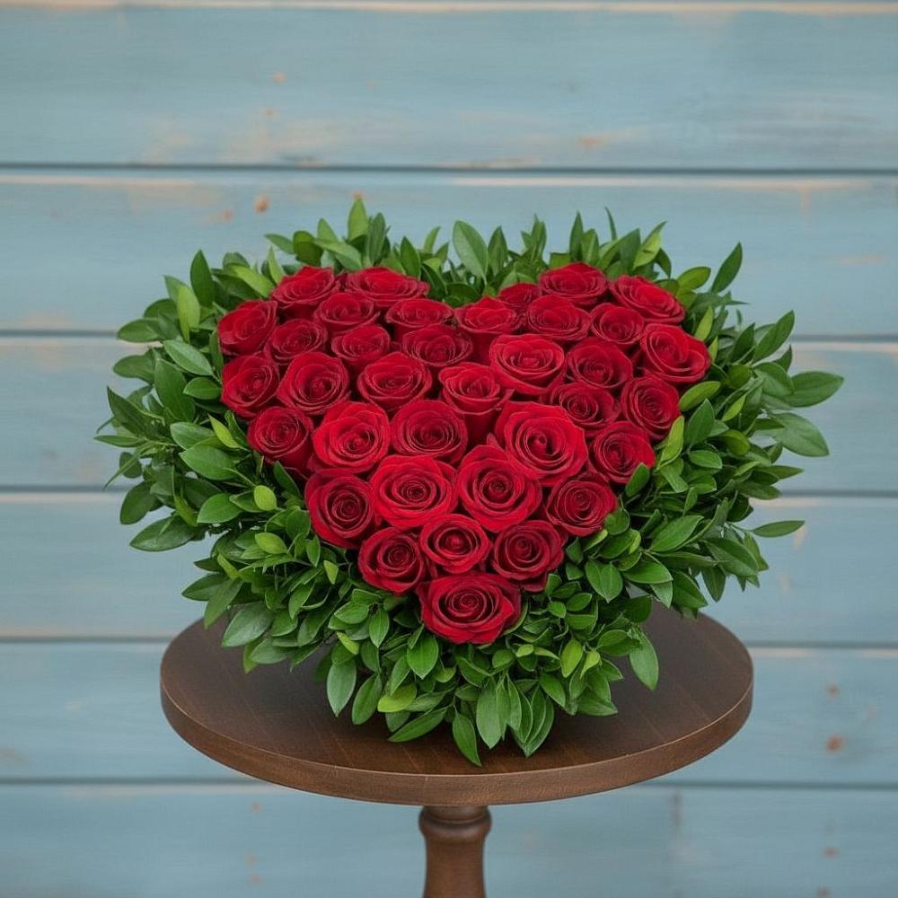 Цветочная композиция из Розы в виде сердца в Новый Милет