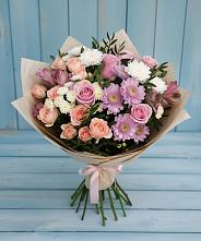 Букет цветов из:  Хризантемы, Розы и Альстромерии в Новый Милет