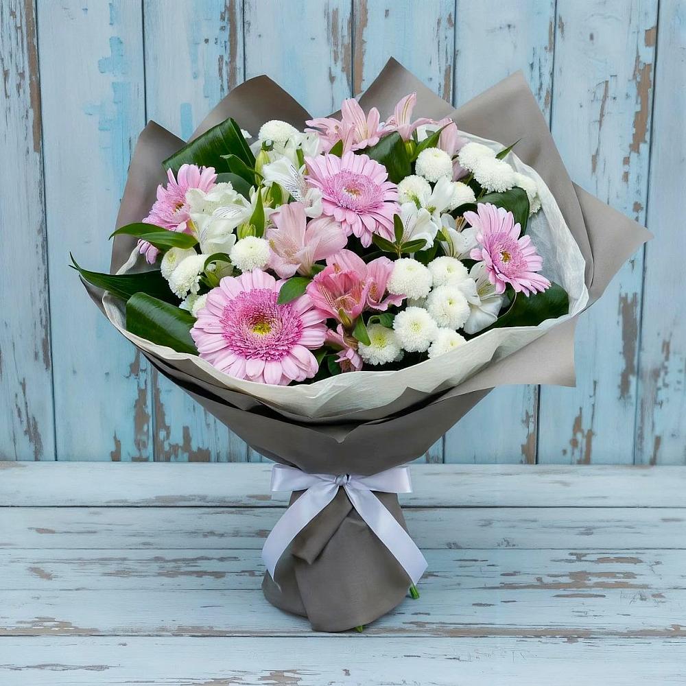 Букет цветов из: Герберы, Альстромерии и Хризантемы в Новый Милет