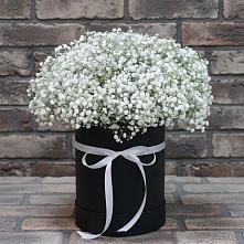 Цветочная композиция из Гипсофила в шляпной коробке в Новый Милет