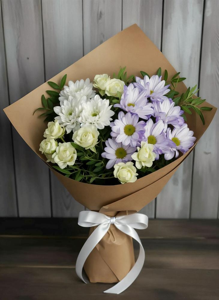 Букет цветов из: Хризантемы и Розы в Новый Милет