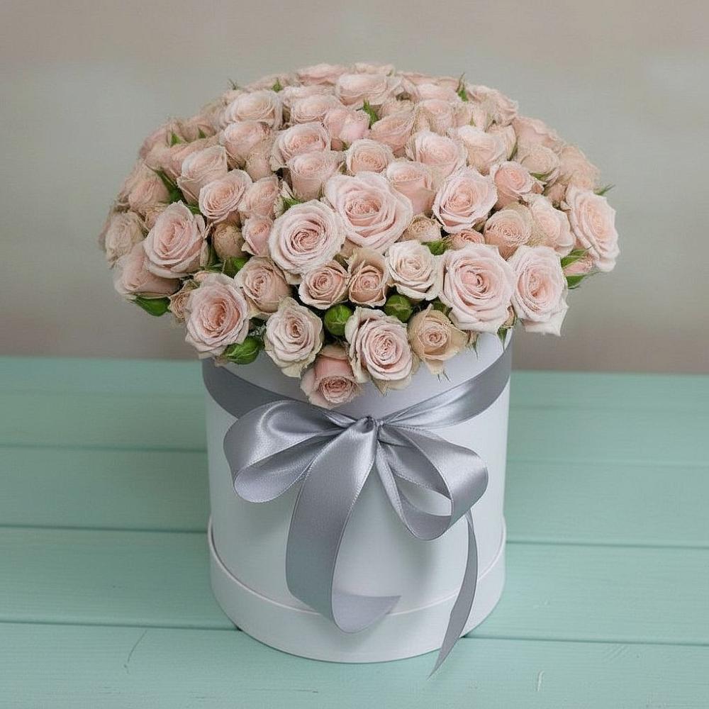 Цветочная композиция из Розы в шляпной коробке в Новый Милет